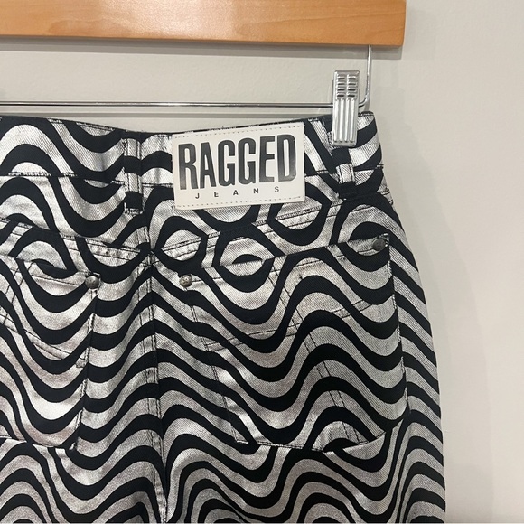 The Ragged Priest High Rise Straight Leg Wave Jeans Glitter Denim Silver / Black - Picture 7 of 9